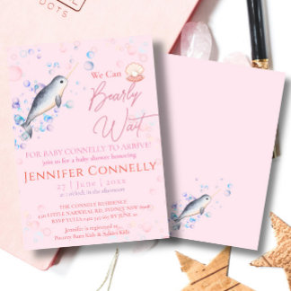 Invitation Beau océan Narwhal coquillages bulles Baby shower