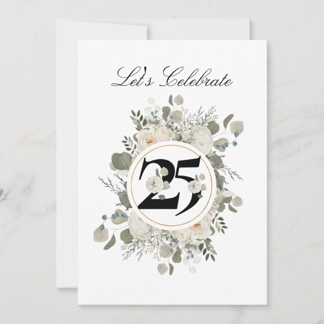 Invitation Beau Pastel Floral 25e ANNIVERSAIRE (Devant)