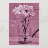 Beau pot de maçon et baby shower rose de