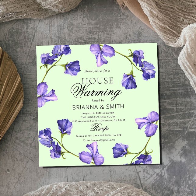 Invitation Beau Purple Floral Ménage (Créateur téléchargé)