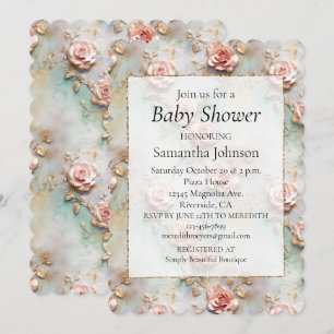Invitation Beau Romantique Rose rose rose Roses romantiques