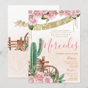 Invitation Beau Rose Cactus Western Charro Quinceanera