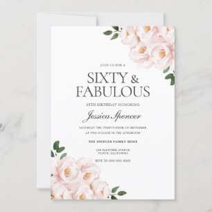 Invitation Beau rose pâle Elégant 60e anniversaire