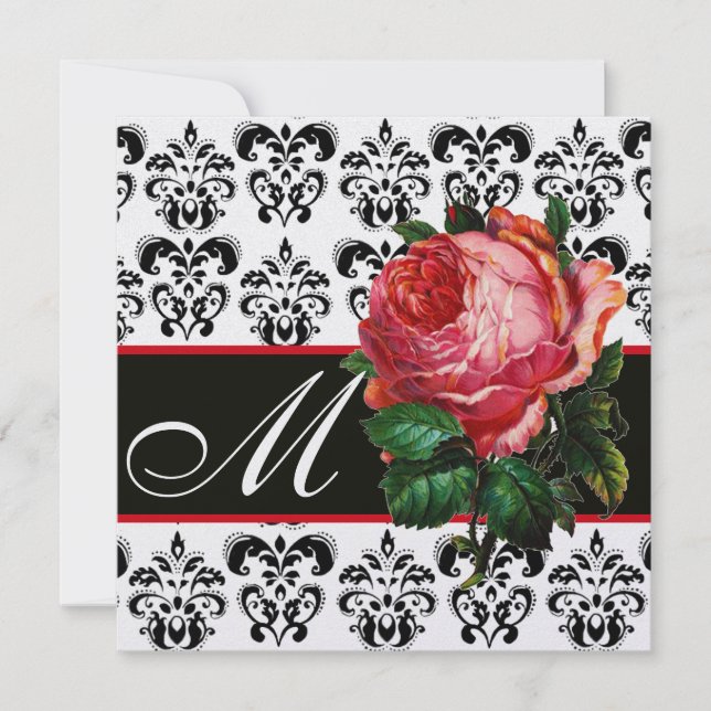 INVITATION BEAU ROSE ROSE NOIR BLANC ROSE DOMMASQUE MONOGRAM (Devant)