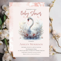 Beau Swan rose Floral Damask Girl Baby shower