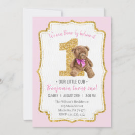 Invitation Beau Teddy Bear Vintage 1er anniversaire
