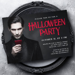 Invitation Beau vampire boire du sang Halloween fête