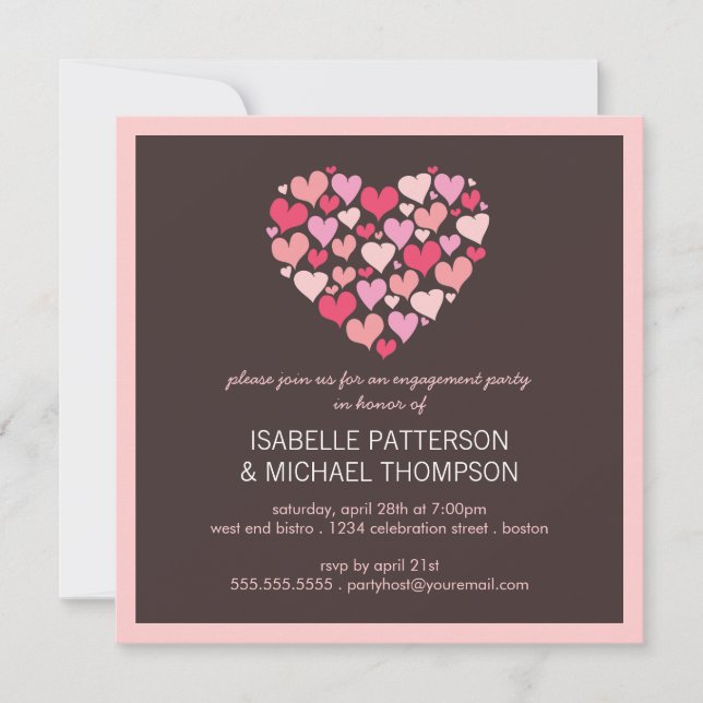 Invitation Beaucoup de coeurs adorent l'invitation de la part (Devant)