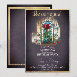 Invitation Beauté de vitrail et la Bête Château gothique 