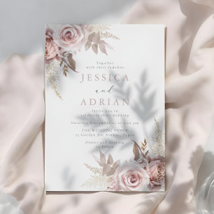 Invitation Beauté divine : Blush & Rose Floral Mariage