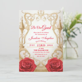 Invitation Beauté et la bête Rose Castle Sweet 16