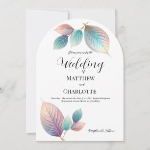 Invitation Beauté Ethérée Soft Tone Whimsical Feuilles Pastel