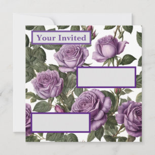 Invitation "Beauté Intemporelle : Roses Violettes Provinciale