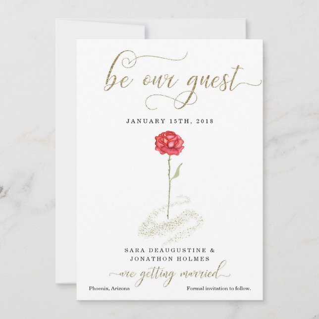 Invitation Beauté & la bête Économisez la date Annonce 5x7 (Devant)