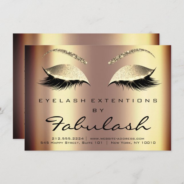Invitation Beauté Lashes Extension Aftercare Instruction Gold (Devant / Derrière)