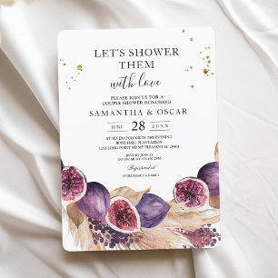 Invitation Beauté moderne Figes violettes & Pampas & gouttes