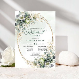 Invitation Beauté Naturelle Dîner de Répétition Verdure et Or