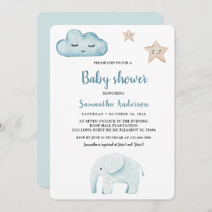 Invitation Beauté Pastel Blue Elephant
