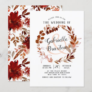 Invitation Beauté rustique Bohème Feuille Vin Vin Mariage