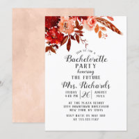 Beauté Rustique Floral Bachelorette Party Invitati