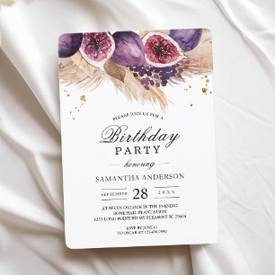 Invitation Beauté tendance violet Figs & Pampas