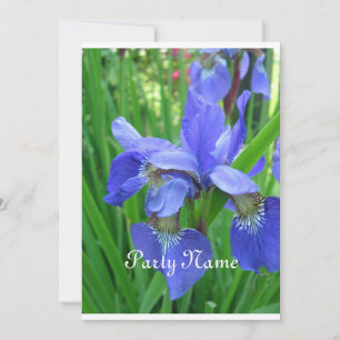 Invitation Beautfiul iris bleu et feuilles verts