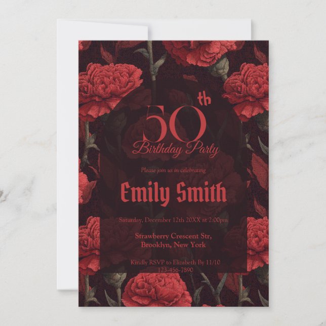 Invitation Beautiful Carnation Accent 30Th Birthday (Devant)