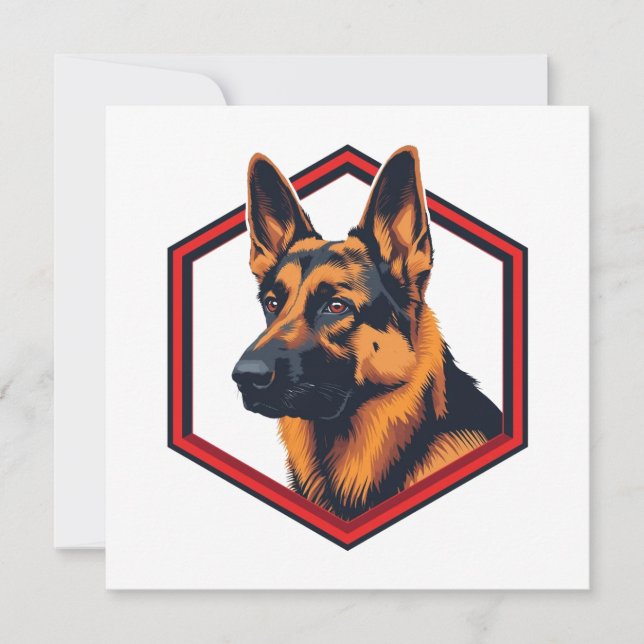 Invitation Beautiful German Shepard In A Six Sided Frame (Devant)