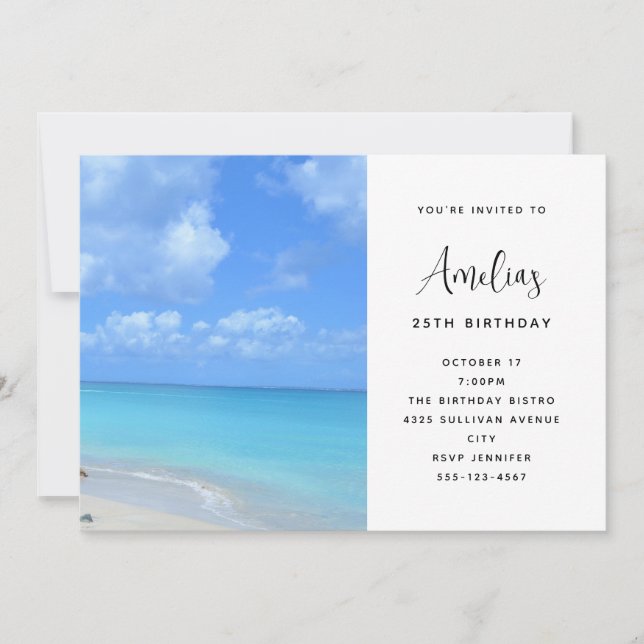 Invitation Beautiful Turquoise Tropical Beach  Birthday (Devant)