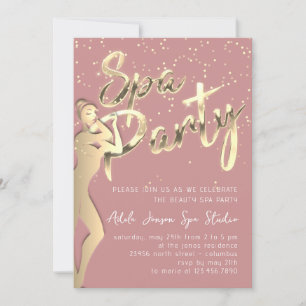 Invitation Beauty Body SPA Party Instant Télécharger Gold Ros
