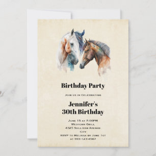Invitation Beaux Chevaux de Style Western Boho pour Anniversa