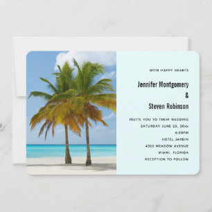 Invitation Beaux palmiers sur une plage tropicale de mariage