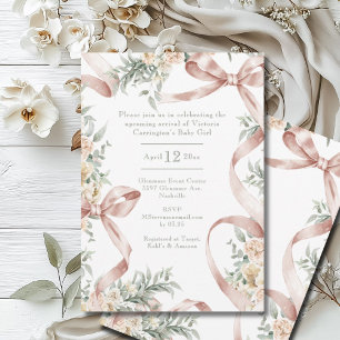 Invitation Beaux rubans & Baby shower Floral