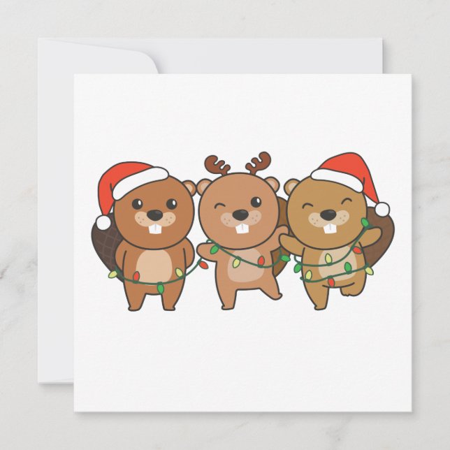 Invitation Beaver Noël Animaux de Noël Chouette Beaver Invita (Devant)
