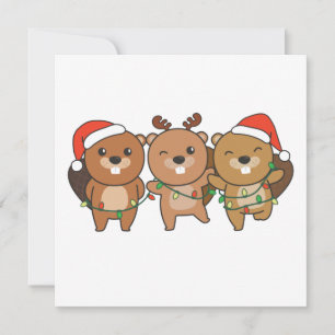 Invitation Beaver Noël Animaux de Noël Cute Beaver Inv