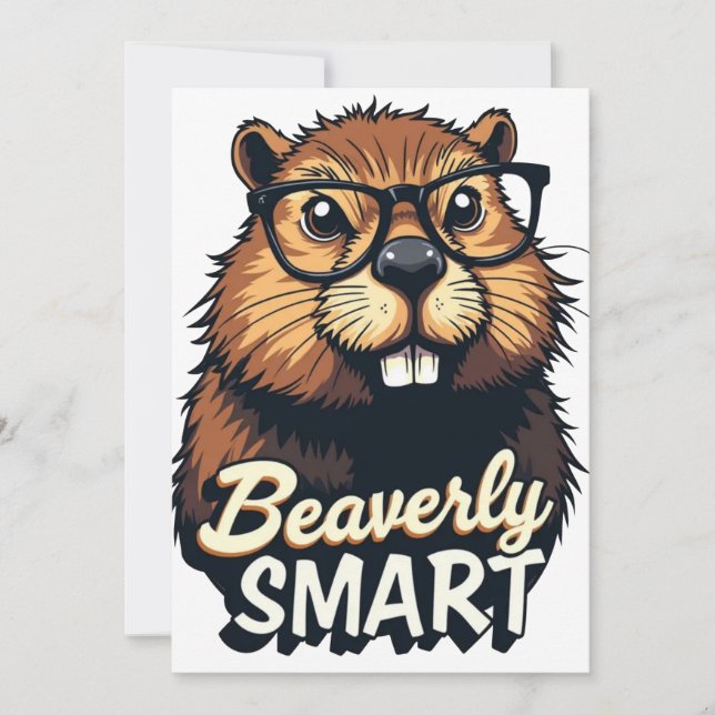 Invitation Beaverly Smart - Drôle Castor avec lunettes Graphi (Devant)
