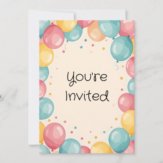 Invitation Bébé 1er Anniversaire Balloon Design (Devant)