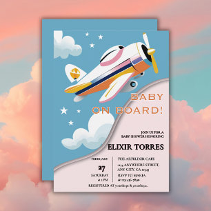 Invitation Bébé à bord Baby shower d'avion d'aviation moderne