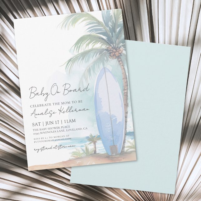 Invitation Bébé à bord Baby shower de plage d'été (Baby On Board Summer Beach Baby Shower Invitation)