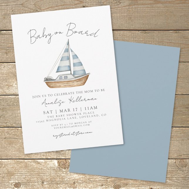 Invitation Bébé à bord Baby shower nautique (Baby On Board Nautical Baby Shower Invitation)
