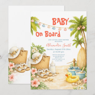 Invitation Bébé à Bord   Baby Shower Tropical sur la Plage