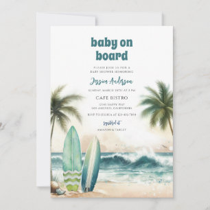 Invitation Bébé à Bord Baby Shower Vague Bleue