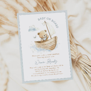 Invitation Bébé à Bord Ourson Marin Baby Shower