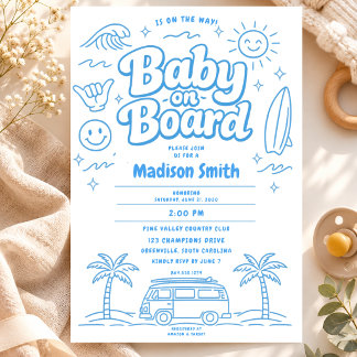 Invitation Bébé à bord Plage Surf Bébé Shower Été Rétro