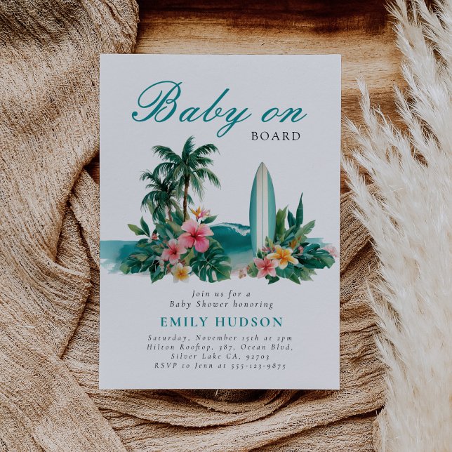 Invitation Bébé À Bord Surf Beach Baby shower (Créateur téléchargé)