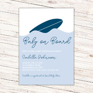 Invitation Bébé à bord Surf Beach Baby shower garçon