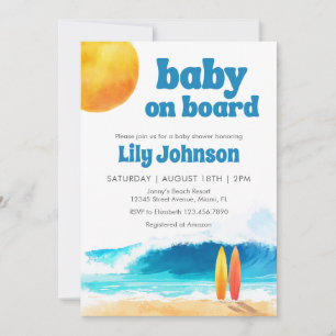Invitation Bébé à bord Surf Beach Baby Shower QR Code