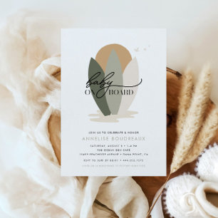Invitation Bébé À Bord Surf Boho Beach Baby shower neutre