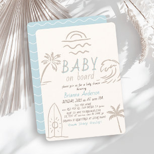 Invitation Bébé à bord Surf Doodle Garçon Baby Shower