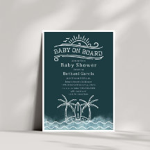 Bébé À Bord Surf Slate Blue Beach Baby shower